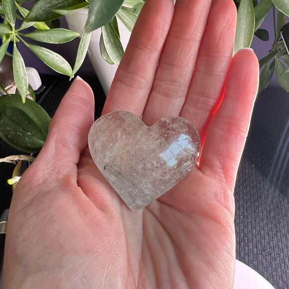 Quartz Crystal Heart with Black Rutile Inclusions‎ (1) - Picture 2 of 13